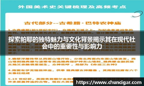 探索帕耶的独特魅力与文化背景揭示其在现代社会中的重要性与影响力